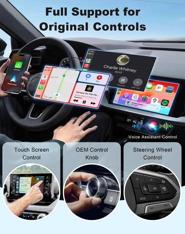 Alt view image 2 of 5 - Mini Wireless Carplay Adapter, Compatible with Apple iPhone iOS 10+ Android 11+, Plug & Play, Compact Design for iPhone & Android with USB-A/Type-C Port
