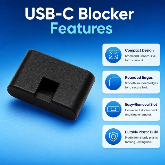 Alt view image 5 of 5 - USB-C Port Blockers 25 Pack with Secure Fit and Easy Removal, Black