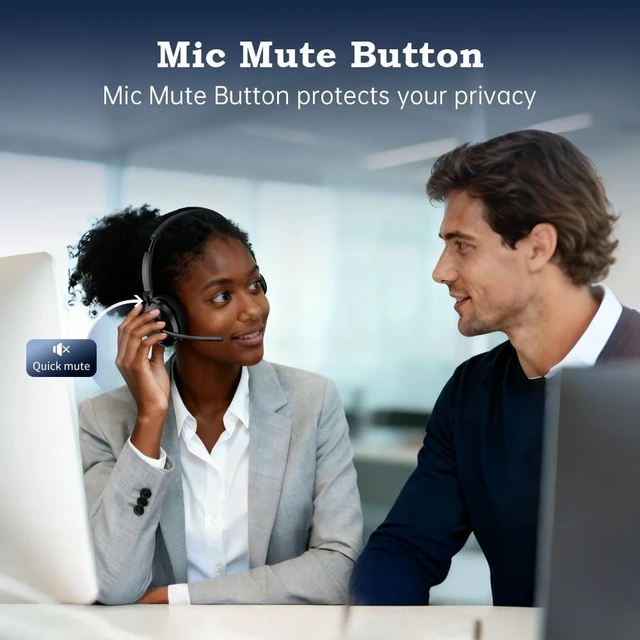 Alt view image 3 of 5 - AxiomEar Bluetooth Wireless Headset with Mic for Work, Advanced Noise Reduction Microphone, Clear Calls - Comfortable On-Ear Headphones, Bluetooth 5.3, Applicable to Laptop, PC, Zoom, Office, P