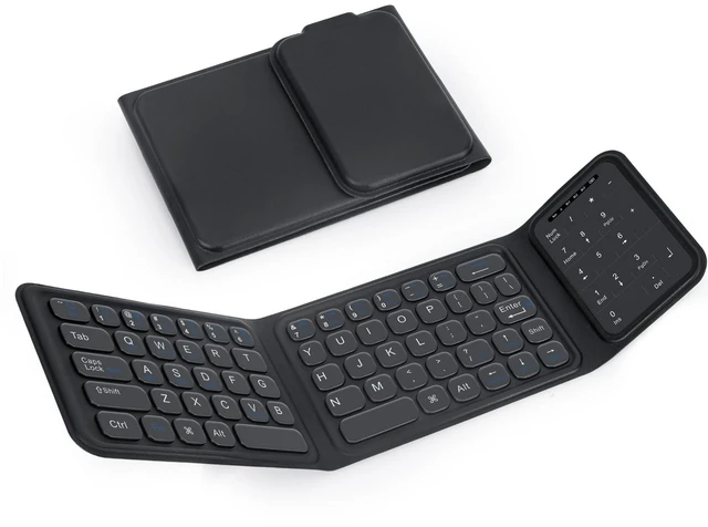 Main image of Nsyee Foldable Bluetooth Keyboard, Folding Wireless Keyboard with Trackpad and Numeric Keypad, Portable Travel Keyboards for iPad Tablet Smartphone Laptop PC Windows iOS Android, Black
