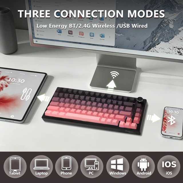 Alt view image 3 of 5 - Adventurers 75% Wireless Mechanical Keyboard,8000mAh,Hot-Swappable