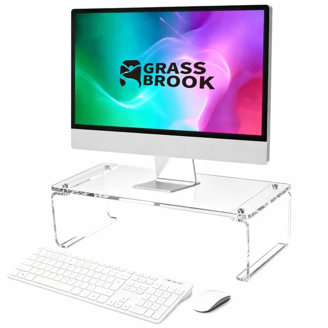 Main image of GRASS BROOK Acrylic Monitor & Laptop Stand Riser L18.5 x H5, Transparent