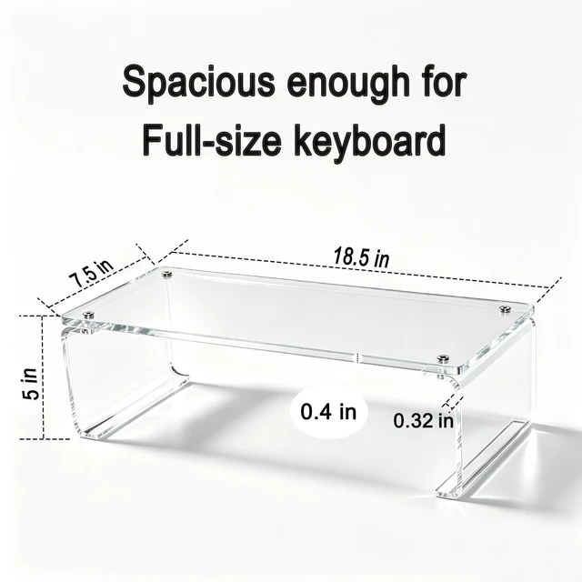 Alt view image 2 of 5 - GRASS BROOK Acrylic Monitor & Laptop Stand Riser L18.5 x H5, Transparent