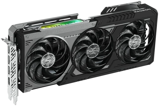 Alt view image 2 of 3 - ASRock Radeon RX 9070 GRE Steel Legend Dark 12GB OC, AMD RDNA 4, 12GB GDDR6, PCIe 5.0, 3X Fans, 0dB Silent, Polychrome SYNC, 2920MHz Boost