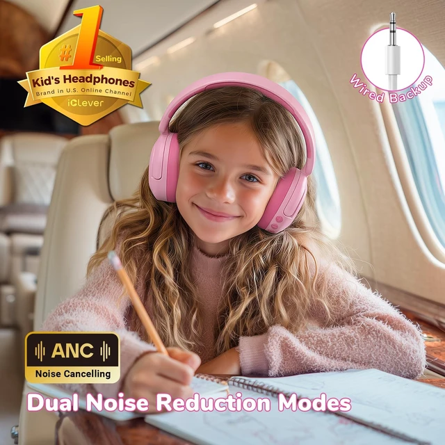 Alt view image 2 of 5 - iClever BTH20 Active Noise Cancelling Headphones for Kids Toddler Travel