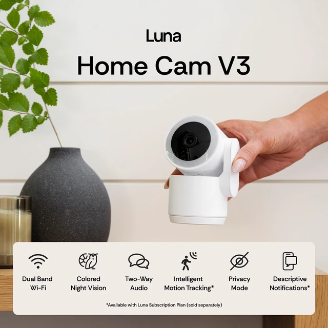 Alt view image 2 of 5 - Luna 2K Indoor Camera for Home Security, Dual-Band WiFi 360 Pan-Tilt