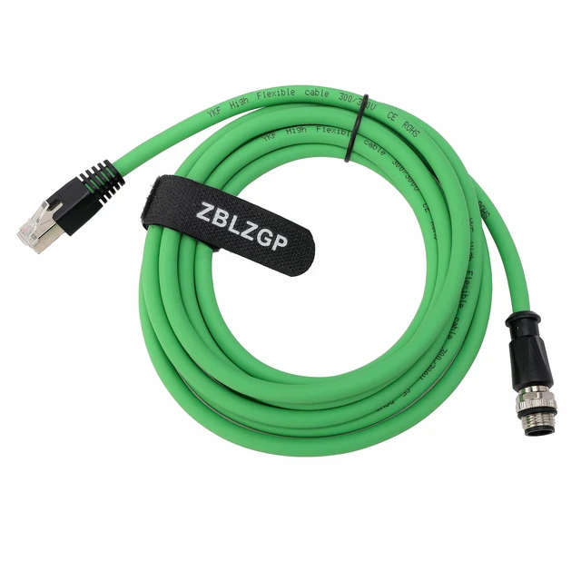 Alt view image 2 of 5 - ZBLZGP M12 D-Code 4-Pin Male to RJ45 Industrial Ethernet Cable, 2M (6.56ft), 24AWG CAT5e SFTP Shielded PVC, IP67 Waterproof, for Profinet, Cognex, Sick Sensor, Keyence Camera & PLC