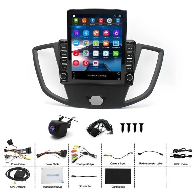 Alt view image 4 of 5 - 2+64G Double Din Car Radio for Ford Transit Custom 2013-2019 with Wireless CarPlay and Android Auto, 9.7 Inch Touchscreen Android 14 Car Stereo Head Unit with Bluetooth GPS WiFi FM SWC Backup C