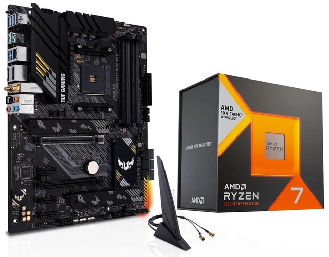 Main image of Micro Center AMD Ryzen 7 5800X3D 8-Core 16-Thread Desktop Processor with AMD 3D V-Cache Technology Bundle with ASUS TUF Gaming B550-PLUS WiFi AM4 PCIe 4.0 DDR4 ATX Motherboard