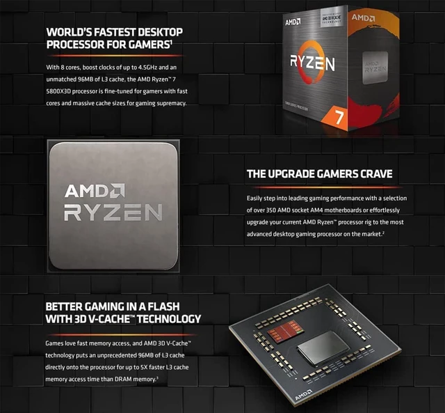 Alt view image 2 of 5 - Micro Center AMD Ryzen 7 5800X3D 8-Core 16-Thread Desktop Processor with AMD 3D V-Cache Technology Bundle with ASUS TUF Gaming B550-PLUS WiFi AM4 PCIe 4.0 DDR4 ATX Motherboard