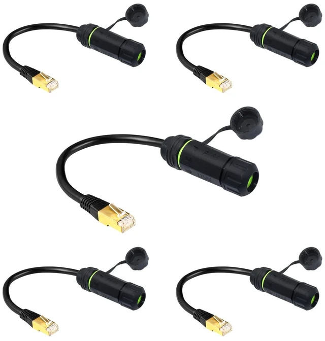 Main image of AUSGLEIFEN 5 PCS IP68 Waterproof M20 RJ45 Connector - Cat6 Shielded Ethernet Coupler, Panel Mount Male to Female, Outdoor/Indoor LAN Cable Connector for Network Extension (5)