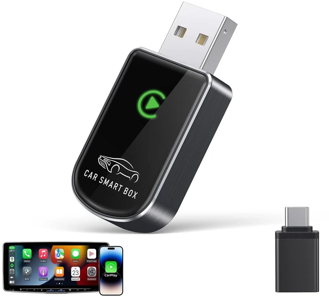 Main image of Amzfeel Wireless Carplay Adapter for iPhone, Mini Bluetooth Dongle Convert Factory Wired to Wireless Apple Car Play Plug & Play, Low Latency, Trucking GPS for iOS 10+ & Cars 2015+(Brushe