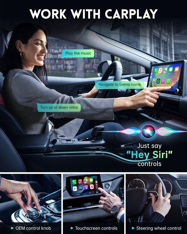 Alt view image 4 of 5 - Amzfeel Wireless Carplay Adapter for iPhone, Mini Bluetooth Dongle Convert Factory Wired to Wireless Apple Car Play Plug & Play, Low Latency, Trucking GPS for iOS 10+ & Cars 2015+(Brushe
