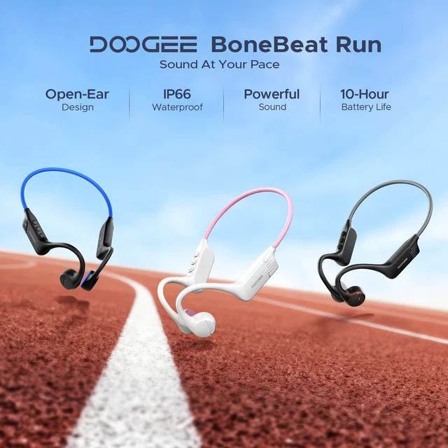 Alt view image 2 of 5 - DOOGEEEco BoneBeat Run Bone Conduction Bluetooth Workout Headphones, Black
