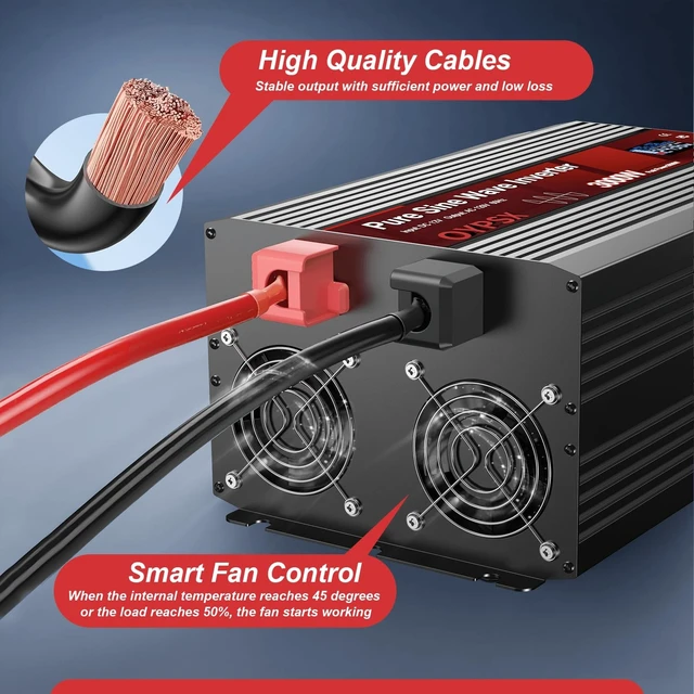 Alt view image 4 of 5 - OYPSX 3000W Power Inverter 24V to 110V 120V AC Pure Sine Wave Inverter for RV Truck Camping,Outdoor Off-Grid Power Converter with LCD Display,Wired Controller,AC Outlets USB Ports(24V-3000Watts)