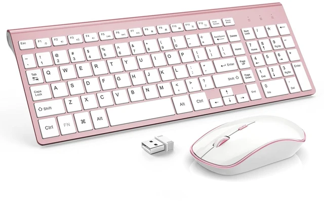 Main image of J JOYACCESS Wireless Keyboard Mouse Combo,Typewriter Keyboard Wireless, Portable Pink Keyboard for Computer/Laptop/Windows/Mac-Pink