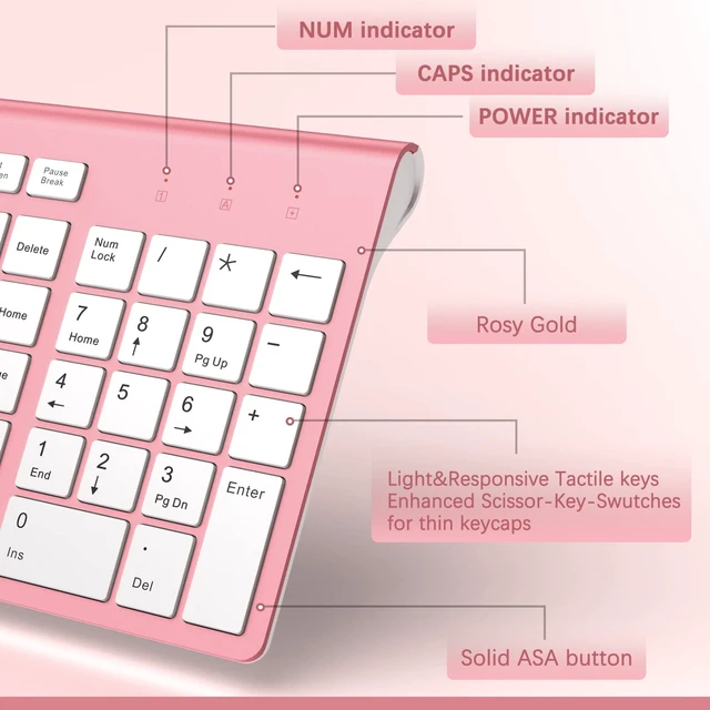 Alt view image 3 of 5 - J JOYACCESS Wireless Keyboard Mouse Combo,Typewriter Keyboard Wireless, Portable Pink Keyboard for Computer/Laptop/Windows/Mac-Pink