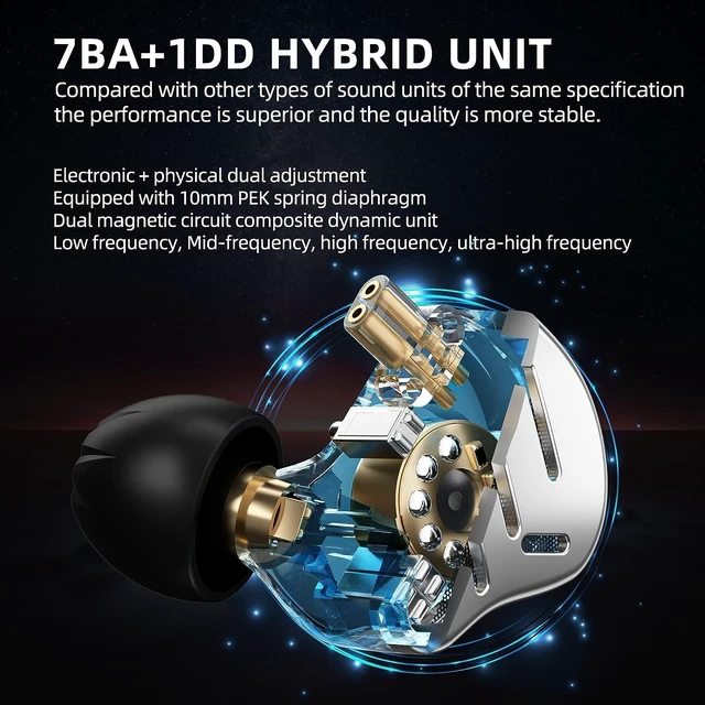 Alt view image 2 of 5 - CCA KZ Zax in Ear Monitor Headphones 16 Units 7BA 1DD Hybrid Drivers HiFi IEM Earphones High Clarity Metal Gaming Earbuds with 2 Pin Detachable Cable