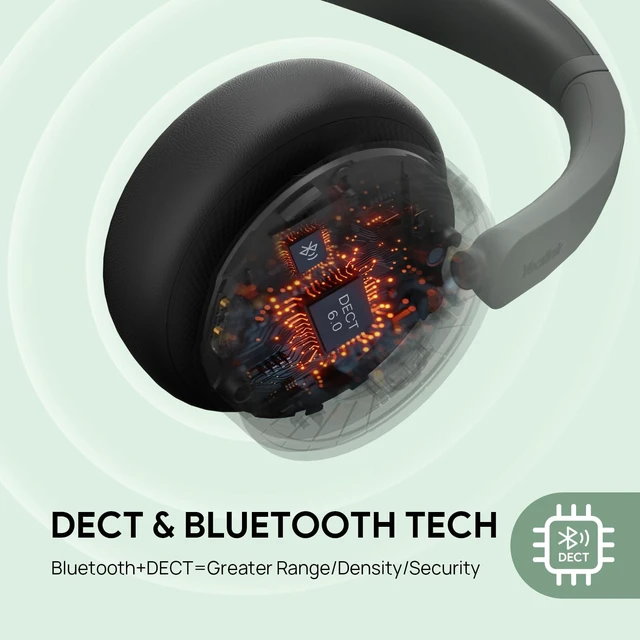 Alt view image 3 of 5 - Yealink WH64 Mono Hybrid Wireless Headset with Mic DECT Dongle & Bluetooth