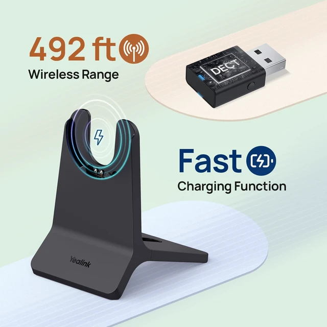 Alt view image 2 of 5 - Yealink WH64 Mono Hybrid Wireless Headset with Mic DECT Dongle & Bluetooth