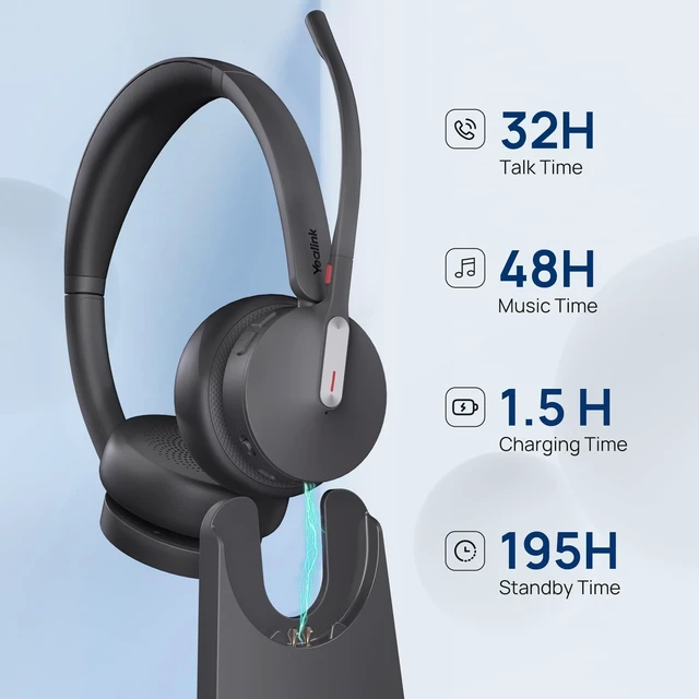 Alt view image 4 of 5 - Yealink WH64 Mono Hybrid Wireless Headset with Mic DECT Dongle & Bluetooth