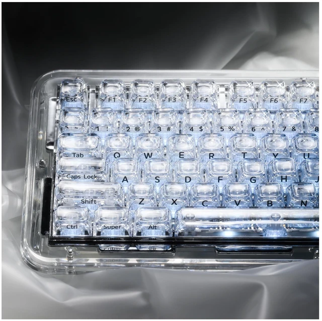 Main image of OHY Keyboard keycaps Jelly,128-Key SA Profile Clear keycaps,Shine Through Key caps ^^ White Ice PC Keyboard caps,Crystal Translucent