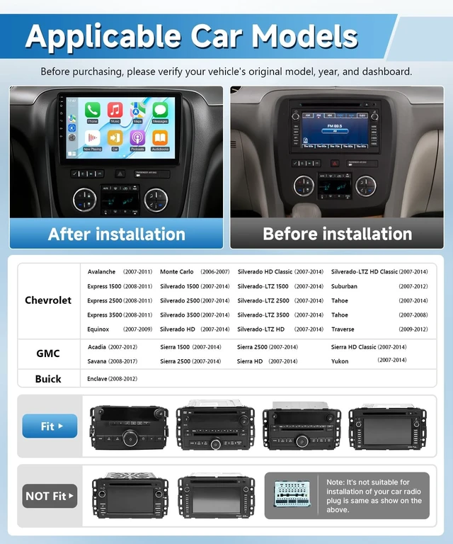 Alt view image 2 of 5 - Wadpon Android Car Radio for Chevy Tahoe Yukon 2007-2014 Apple CarPlay