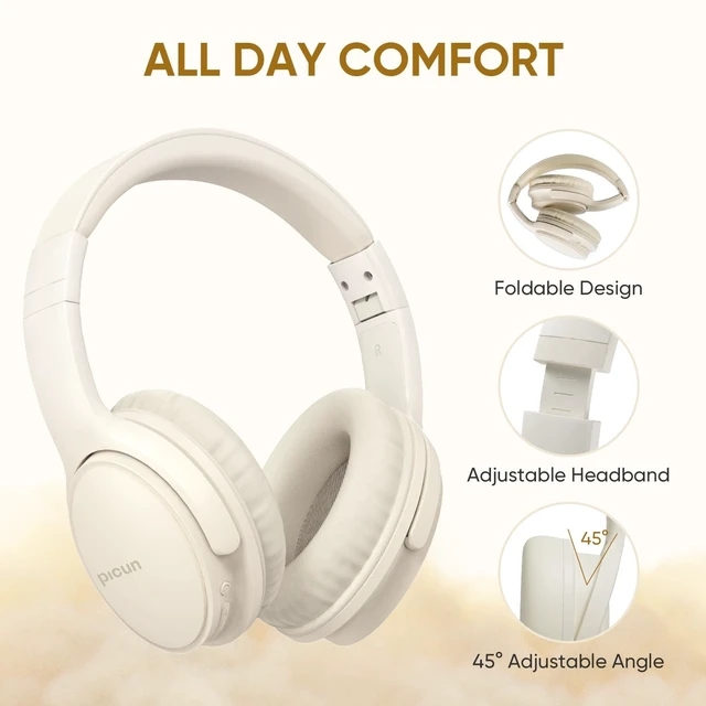 Alt view image 4 of 5 - Gankoii Wireless Headphones, Bluetooth Over Ear Headsets with Microphone, Hi-Fi Audio, 60H Playtime, Touch Control, Foldable Lightweight, On-Ear Headphones for Girls Women, Travel, Work,