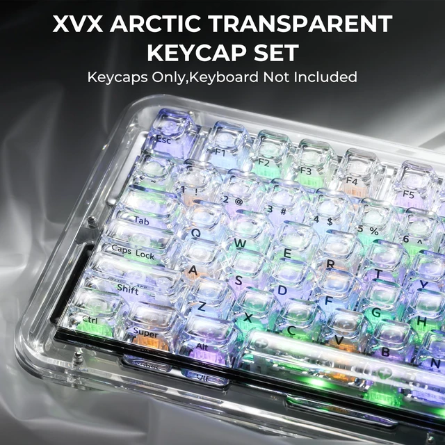 Alt view image 5 of 5 - OHY Keyboard keycaps Jelly,128-Key SA Profile Clear keycaps,Shine Through Key caps ^^ White Ice PC Keyboard caps,Crystal Translucent