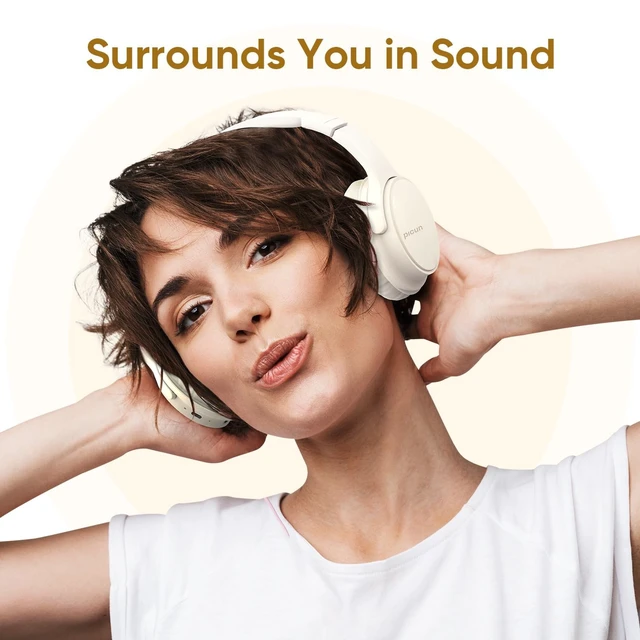Alt view image 2 of 5 - Gankoii Wireless Headphones, Bluetooth Over Ear Headsets with Microphone, Hi-Fi Audio, 60H Playtime, Touch Control, Foldable Lightweight, On-Ear Headphones for Girls Women, Travel, Work,