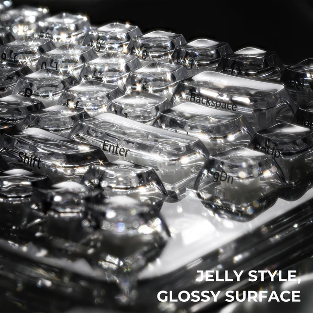 Alt view image 4 of 5 - OHY Keyboard keycaps Jelly,128-Key SA Profile Clear keycaps,Shine Through Key caps ^^ White Ice PC Keyboard caps,Crystal Translucent
