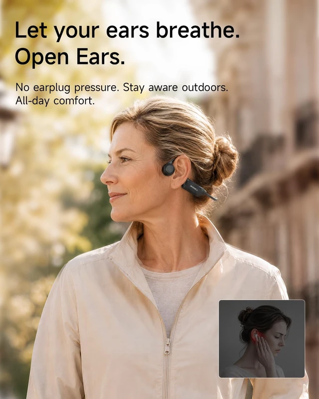 Alt view image 2 of 5 - Rhyfell Open Ear Headphones for Walking & Comfort: Lightweight Headphones