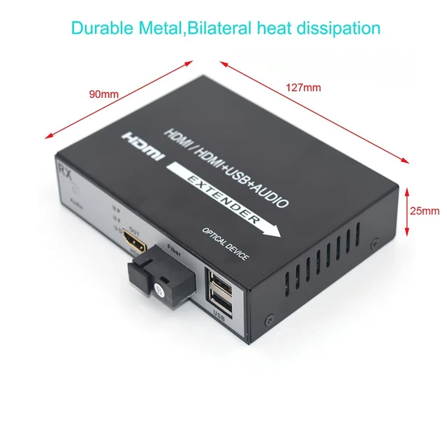 Alt view image 5 of 5 - Wekuant 1080P HDMI Over Fiber Optic Converter with KVM and Loop Out SC/UPC Video to Fiber Optical Fiber Cable up to 20Km A Pair