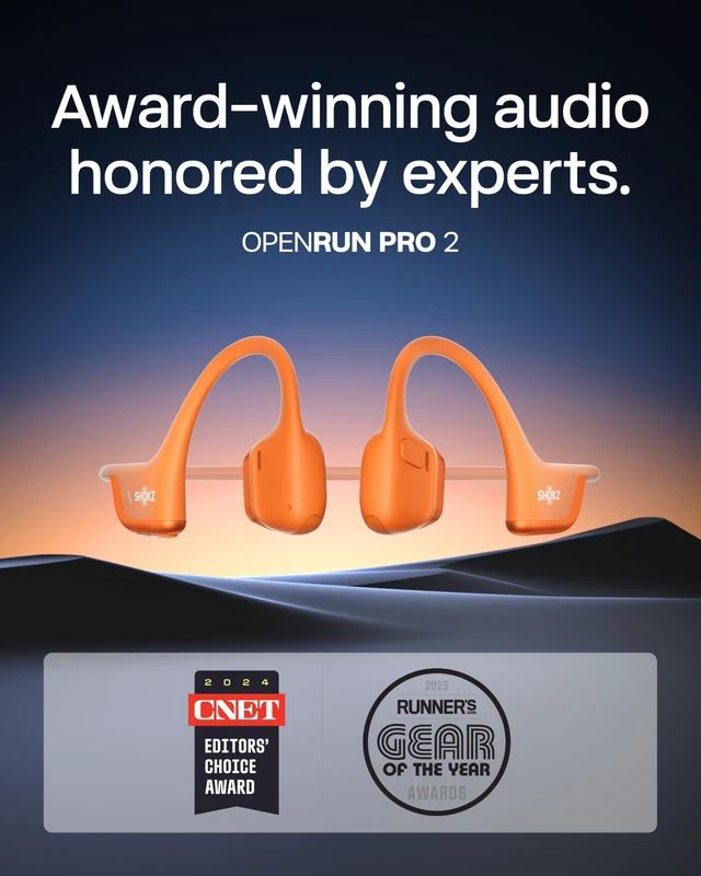 Alt view image 2 of 5 - SHOKZ New OpenRun Pro 2- Bone Conduction Headphones, Open-Ear Bluetooth Wireless Sport Earphones for Running, Workouts - Sweat Resistant, Secure Comfortable Fit -Deep Bass, Smart Mic, Reflectiv