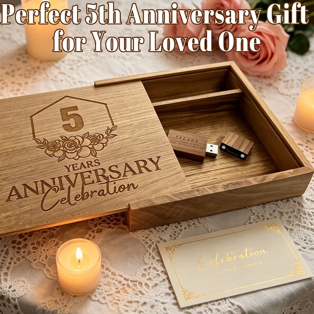Alt view image 5 of 5 - Wood USB Flash Drive 32GB USB3.0 with Gift Box for 5 Year Anniversary