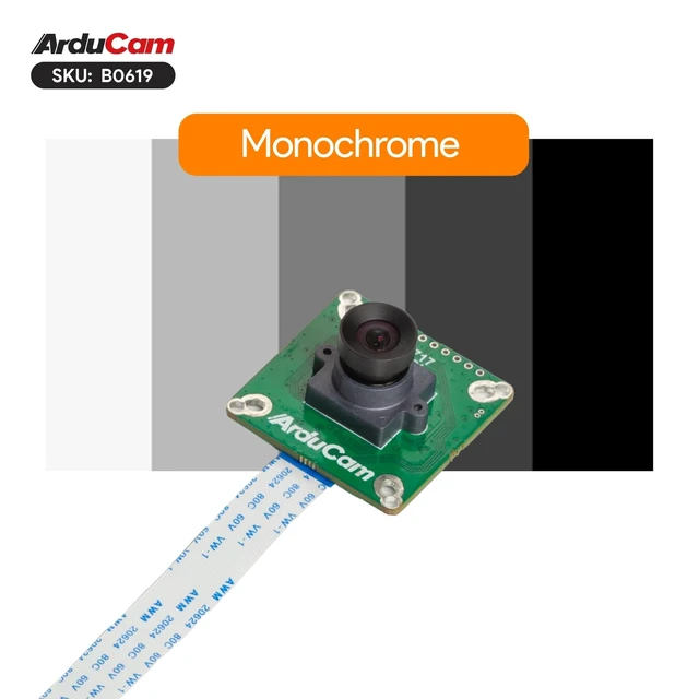 Alt view image 4 of 5 - Arducam for Raspberry Pi Global Shutter Camera Module, 1.58MP IMX296 Mono Pi Camera with 96(D) M12 Lens, 14401080@60fps High Speed Camera for Raspberry Pi 5, 4, 3, Pi Zero 2 W