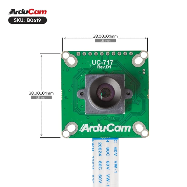 Alt view image 5 of 5 - Arducam for Raspberry Pi Global Shutter Camera Module, 1.58MP IMX296 Mono Pi Camera with 96(D) M12 Lens, 14401080@60fps High Speed Camera for Raspberry Pi 5, 4, 3, Pi Zero 2 W