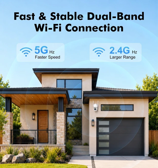 Alt view image 2 of 5 - CiKiKWXO 2.5K Outdoor WiFi Security Camera, Plug-in, 360 PTZ Auto Tracking