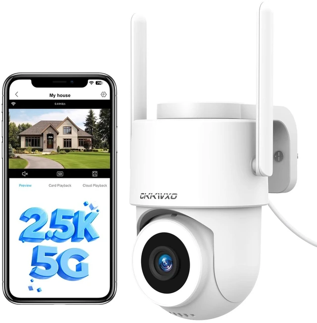 Main image of CiKiKWXO 2.5K Outdoor WiFi Security Camera, Plug-in, 360 PTZ Auto Tracking