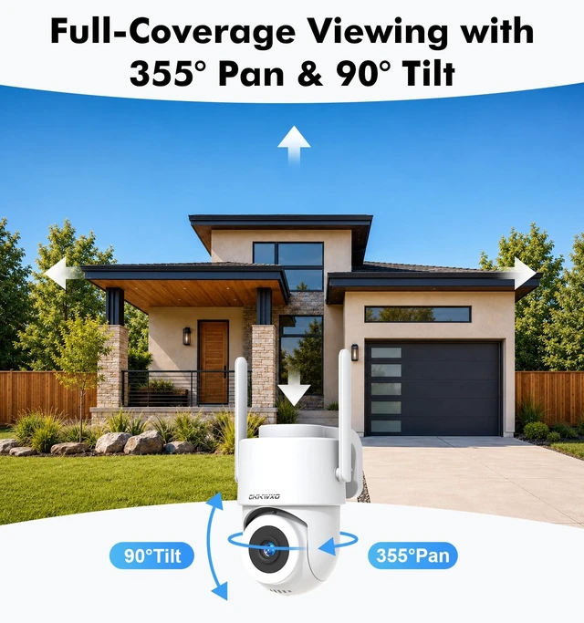 Alt view image 4 of 5 - CiKiKWXO 2.5K Outdoor WiFi Security Camera, Plug-in, 360 PTZ Auto Tracking