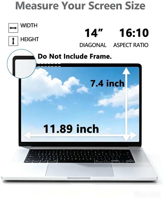 Alt view image 2 of 5 - 14 inch 16:10 Magnetic Laptop Privacy Screen, 26 Anti Peeping