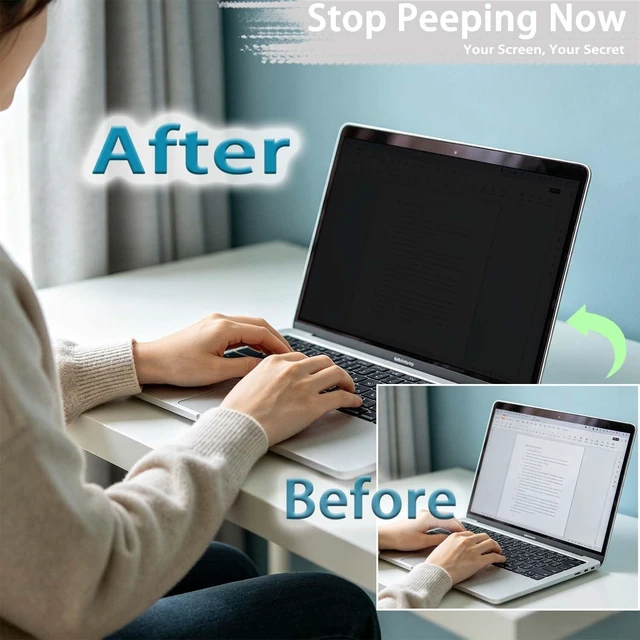 Alt view image 5 of 5 - 14 inch 16:10 Magnetic Laptop Privacy Screen, 26 Anti Peeping