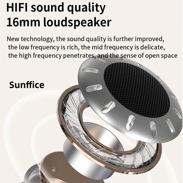 Alt view image 3 of 5 - Sunffice Bone Conduction Headphones Bluetooth 6.0,Open Ear Phones Wireless with Mic,IPX Waterproof Sports with TF Card Slot LED Display Comfortable Fit 30H Playtime for Running Workout Ski Cycl