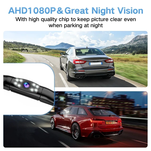 Alt view image 4 of 5 - YUGUANG License Plate Backup Camera, Only AHD 1080P 170 Degree Wide View Angel Night Vision Guide Line On/Off Waterproof Reverse Rear View Camera for Car Truck