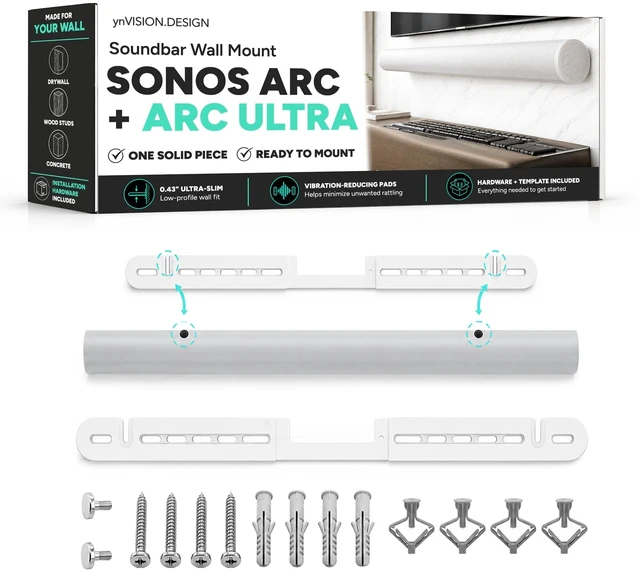 Main image of ynVISION.DESIGN Soundbar Wall Mount for Sonos Arc and Arc Ultra, White