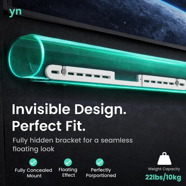 Alt view image 3 of 5 - ynVISION.DESIGN Soundbar Wall Mount for Sonos Arc and Arc Ultra, White