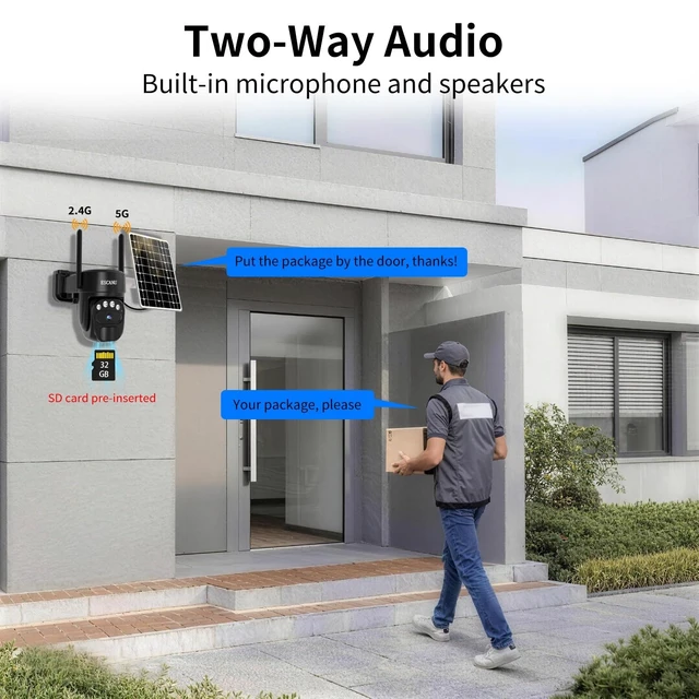 Alt view image 4 of 5 - ESCANU Security Cameras Wirelss Outdoor Solar Powered for Home Security,360 View Outside Camera with SD Card, 5G/2.4GHz WiFi,Motion Detection,IP-65 Weather Proof,No Subscription Fee
