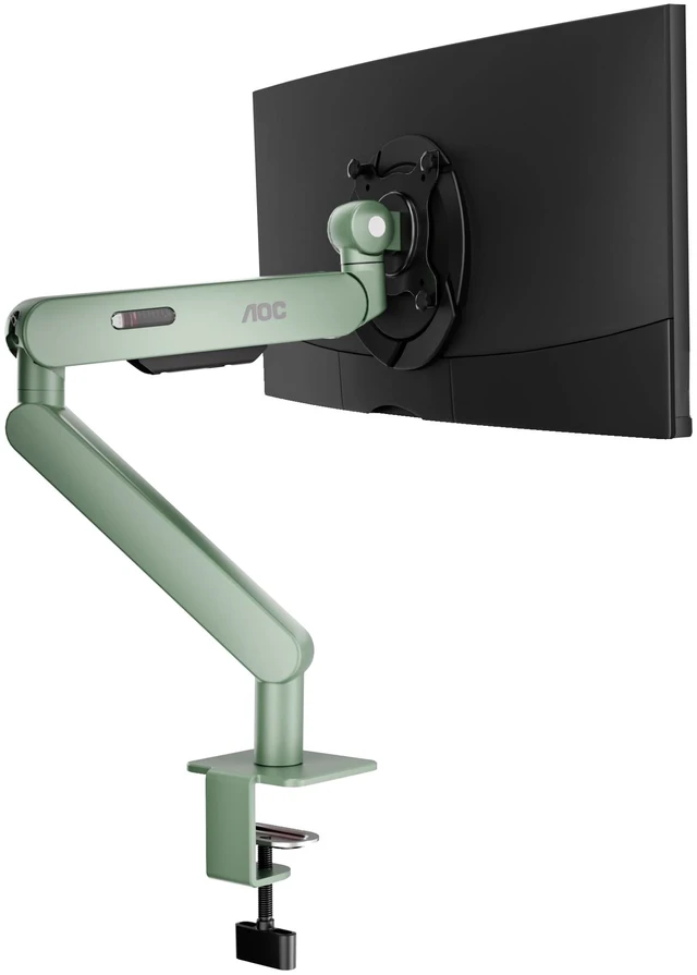 Main image of AOC AM400PLUS Premium Aluminum Single Monitor Arm, Mechanical Spring, 1734 Inch, 4.419.8 lbs, VESA 75x75/100x100, C-Clamp, Quick Install Desk Mount with Cable Management (Green)