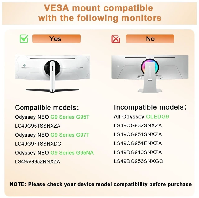 Alt view image 2 of 5 - VESA Mount Adapter Compatible with Samsung Odyssey G9 Monitor