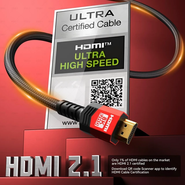Alt view image 2 of 5 - Adrenenjoyer Fiber Optic HDMI 2.1 Cable 150FT,48Gbps Ultra High Speed Braided Uni-Directional Cord-8K@60Hz 4K@120Hz/144Hz HDCP 2.2&2.3 eARC DTS:X HDR10 VRR Compatible for RTX 5090/PS5/Xbox X/S/TV etc